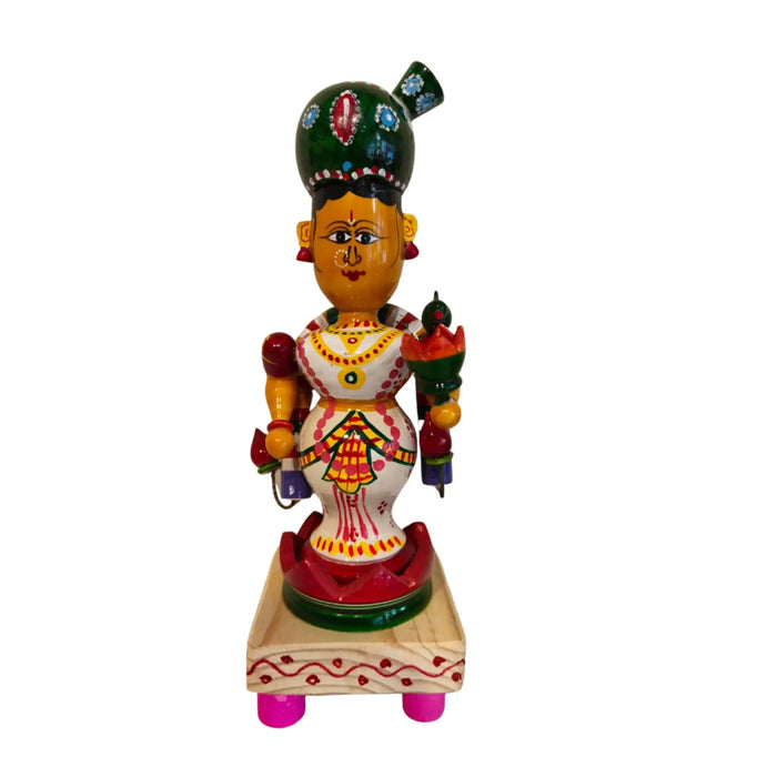 Lakshmi in Padmasana – Authentic Etikoppaka Wooden Idol of Prosperity   Etikoppaka Lacquerware