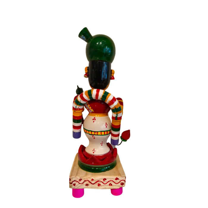 Lakshmi in Padmasana – Authentic Etikoppaka Wooden Idol of Prosperity   Etikoppaka Lacquerware