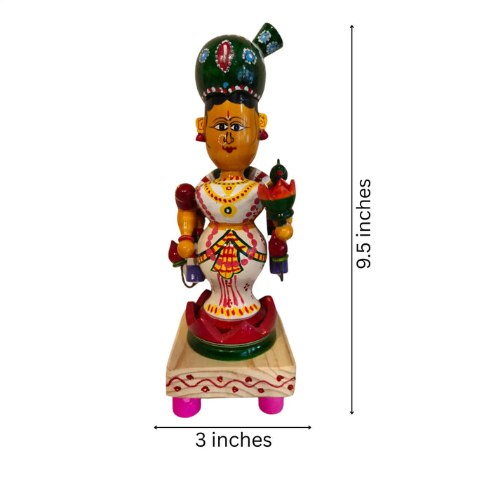 Lakshmi in Padmasana – Authentic Etikoppaka Wooden Idol of Prosperity   Etikoppaka Lacquerware