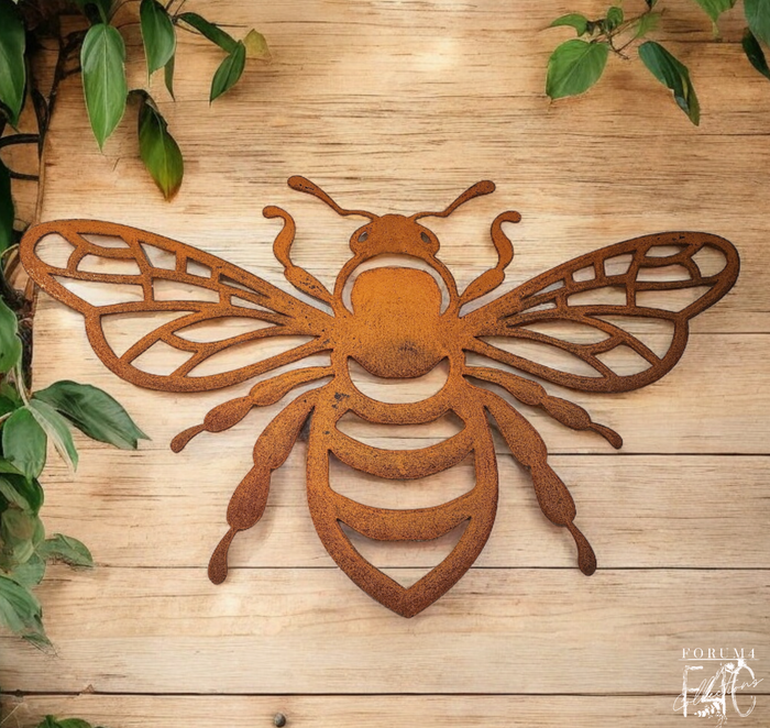 LARGE RUSTY BEE WALL ART
