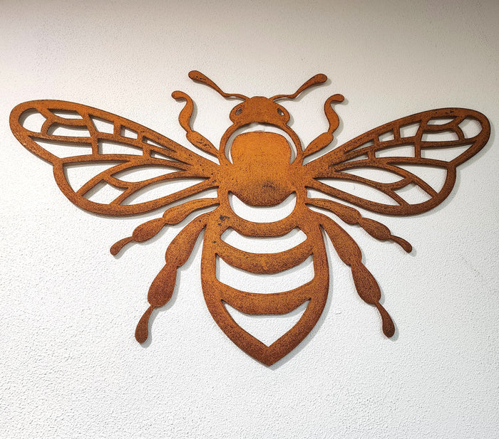 LARGE RUSTY BEE WALL ART