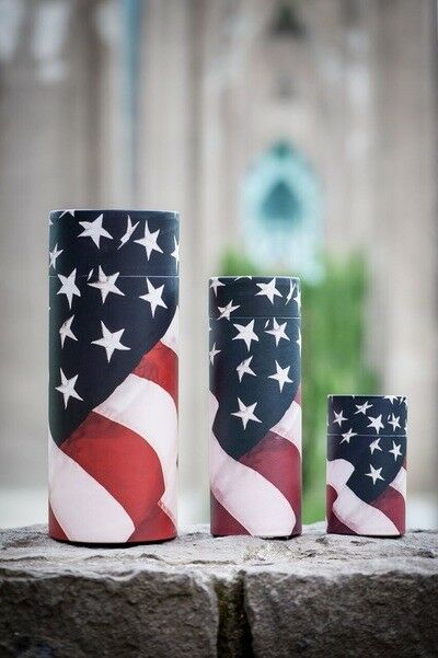 Large/Adult 200 Cubic Inch US Flag Scattering Tube Cremation Urn for Ashes