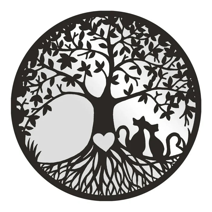 Lasercut Tree of life with Cats /Mirror Wallart - Indoor / Outdoor