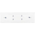 A white table runner with a hemstitch border. Bundles of lavender tied with white string are placed throughout the middle
