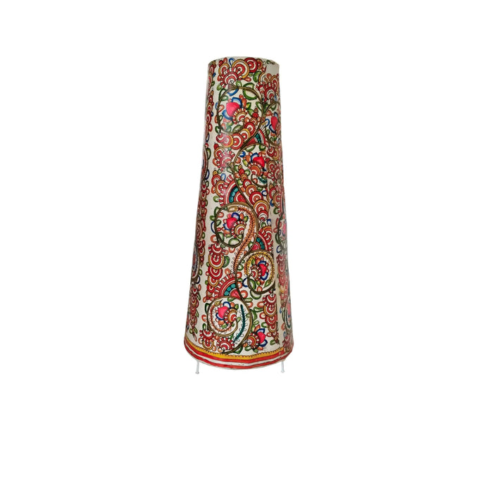 Leather Lamp with Intricate All-Over Floral and Paisley Patterns   Leather Paintings