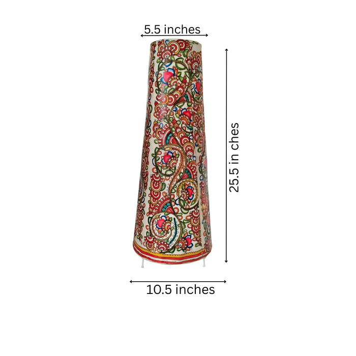 Leather Lamp with Intricate All-Over Floral and Paisley Patterns   Leather Paintings