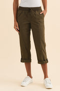 Lindsay Khaki 7/8 Cargo Pants,Brunette model,alt text|model:Brontie