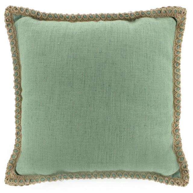 LINEN & JUTE CUSHION - Green