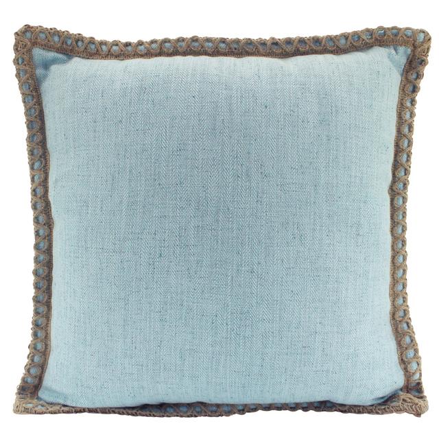 LINEN & JUTE CUSHION - Skye blue