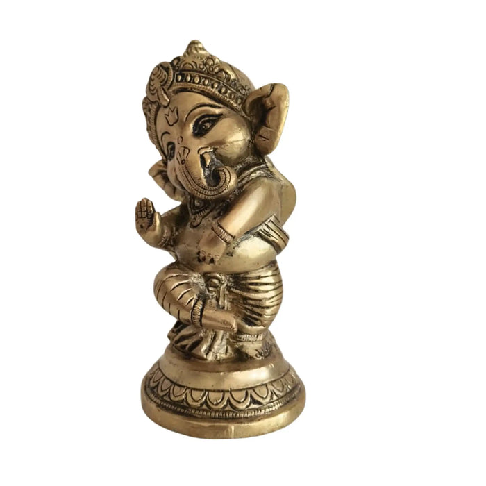 Little Lord Ganesha Brass Idol   Brass Ware