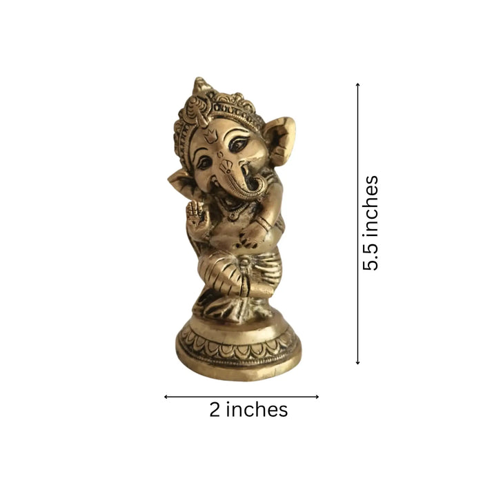 Little Lord Ganesha Brass Idol   Brass Ware