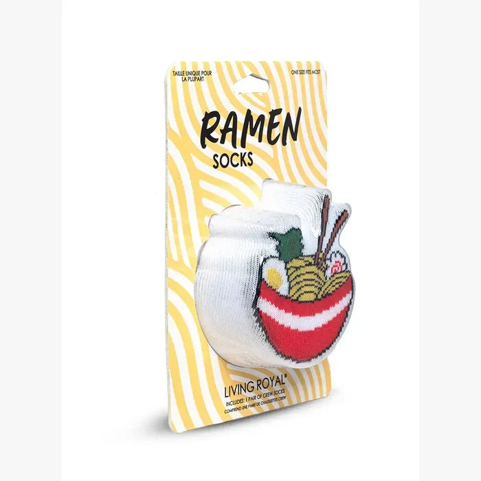 Living Royal 3D Packaged Crew Socks - Bowl of Ramen Noodles - White