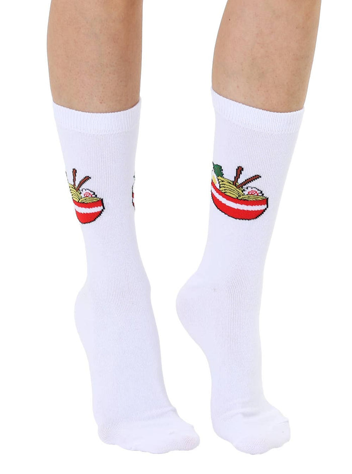 Living Royal 3D Packaged Crew Socks - Bowl of Ramen Noodles - White