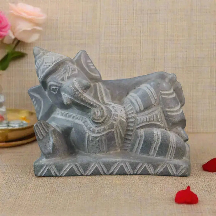Lord Ganesha in Sleeping Pose – Soft Stone Decorative Idol belur shanker