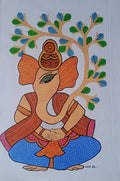 Lord Ganesha under the Sacred Tree - Gond Painting   Paintings