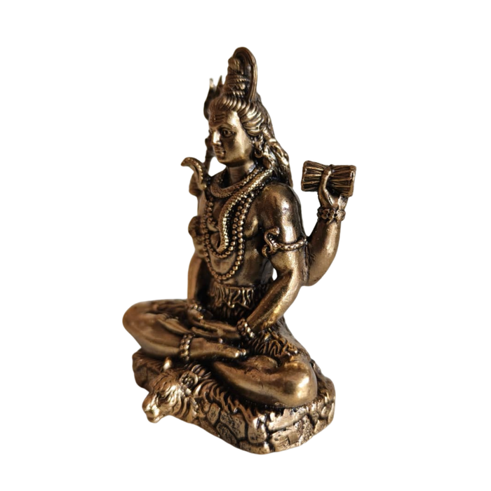 Lord Shiva Meditating Statue - Mahadev Idol with Trishul   Brass Artwork