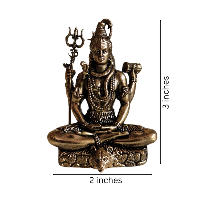 Lord Shiva Meditating Statue - Mahadev Idol with Trishul   Brass Artwork