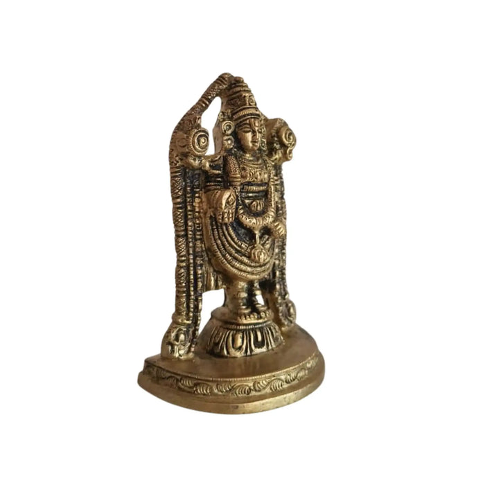 Detailed Brass Lord Venkateswara Idol with intricate craftsmanship.