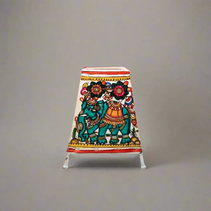Majestic Elephant Adorned with Blossoms – Traditional Leather Craft  | Bed Lamp   Leather Paintings