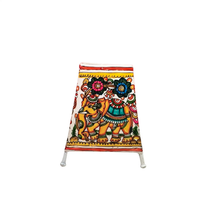 Majestic Elephant Adorned with Blossoms – Traditional Leather Craft  | Bed Lamp   Leather Paintings