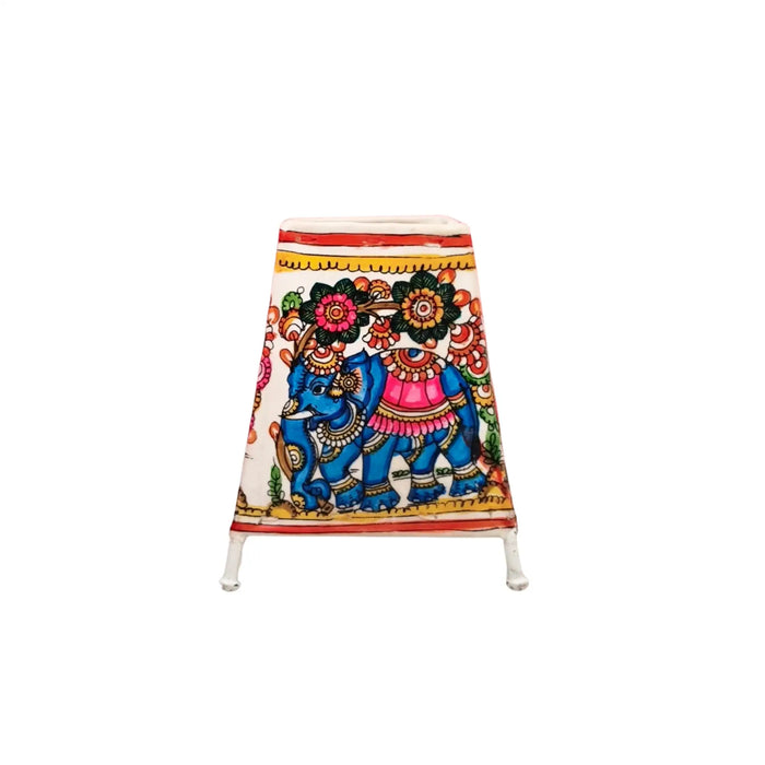 Majestic Elephant Adorned with Blossoms – Traditional Leather Craft  | Bed Lamp   Leather Paintings