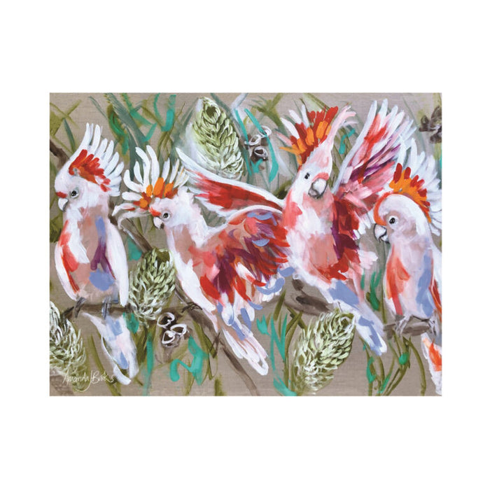 Major Mitchells & Banksias 4pc Hard Back Placemat Set - Artist Lab