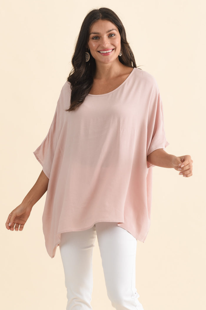 Mali Light Pink Drape Top,Brunette model,alt text|model:Brontie