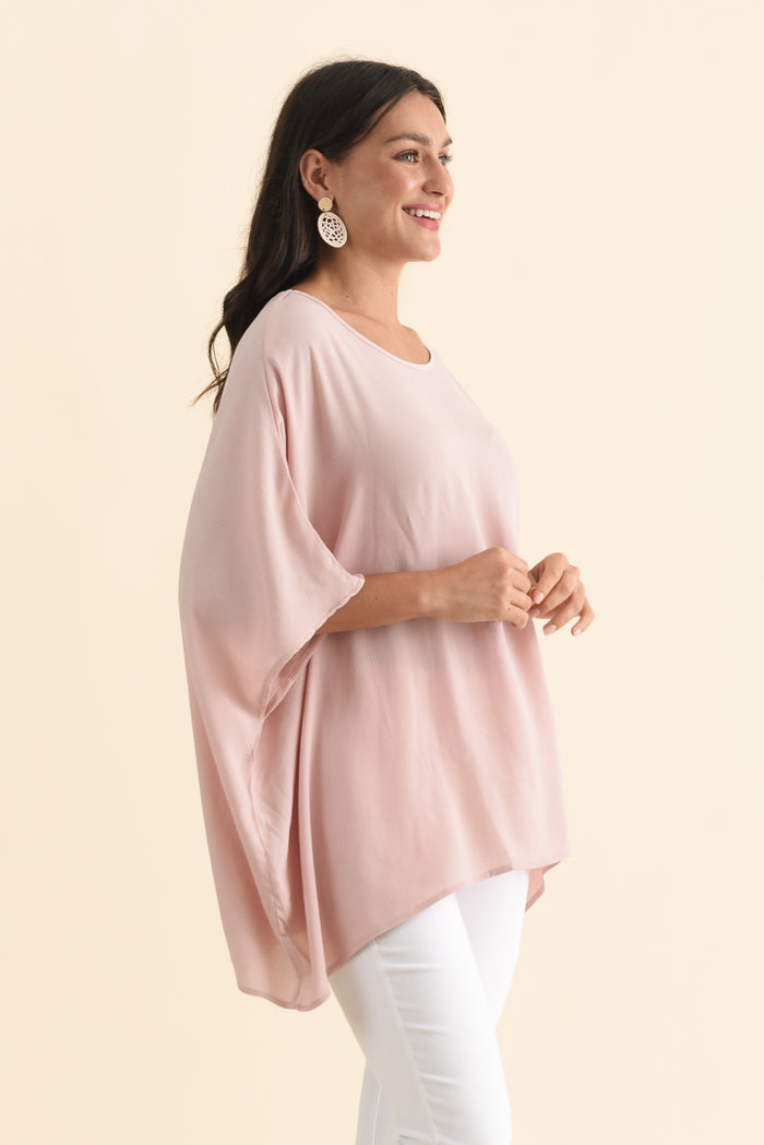 Mali Light Pink Drape Top,Brunette model,alt text|model:Brontie