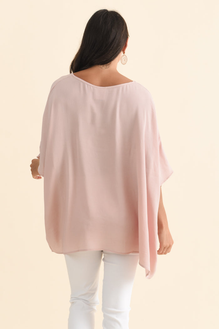 Mali Light Pink Drape Top,Brunette model,alt text|model:Brontie