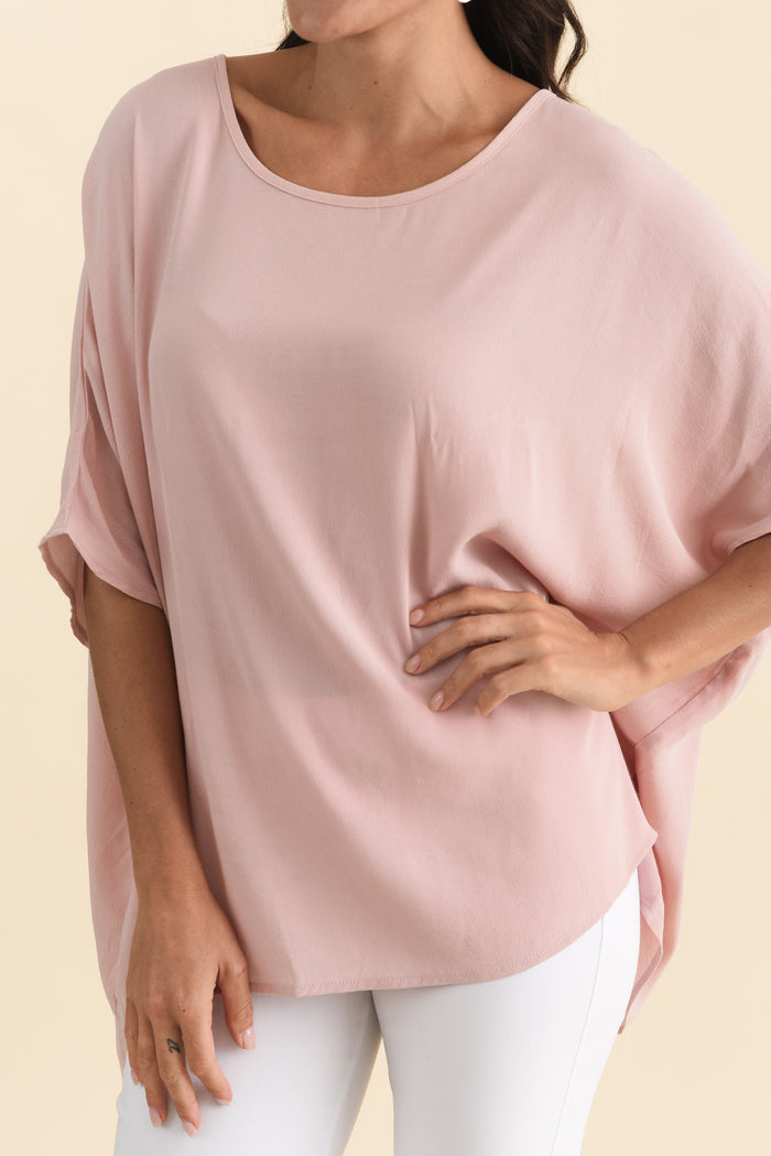 Mali Light Pink Drape Top,Brunette model,alt text|model:Brontie