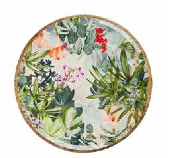 MANGO WOOD WILDFLOWER TROPICS ROUND PLATTER