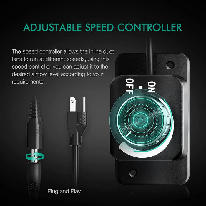 Mars Hydro 6" Inline Fan with Speed Controller Kit