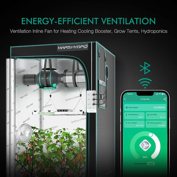 Mars Hydro iFresh 4" Inline Duct Fan Kit with Speed Controller