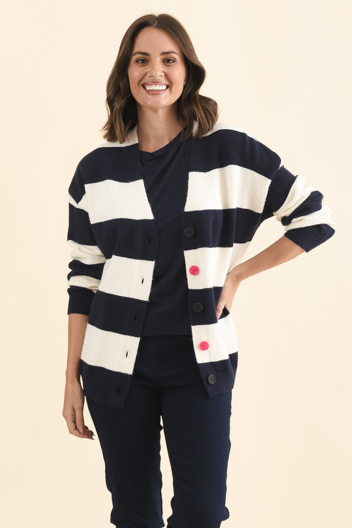 Maybelle Navy Stripe Knit Cardigan