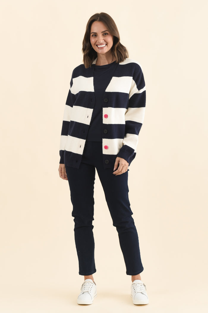 Maybelle Navy Stripe Knit Cardigan