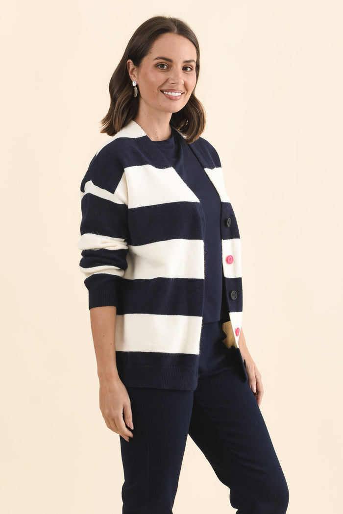 Maybelle Navy Stripe Knit Cardigan