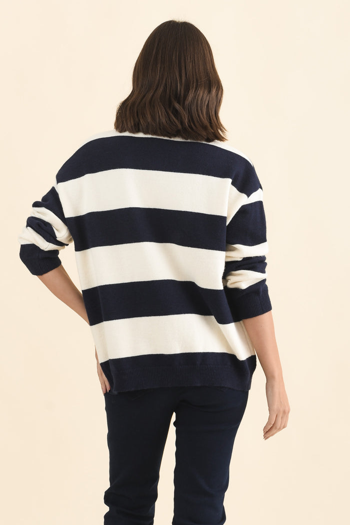 Maybelle Navy Stripe Knit Cardigan