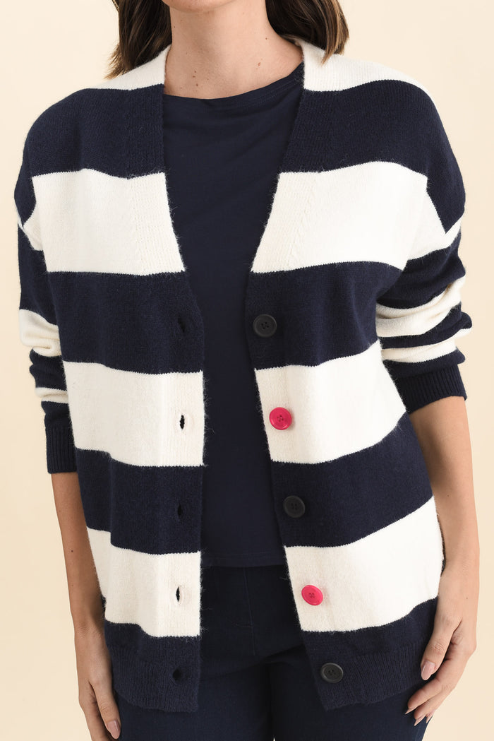 Maybelle Navy Stripe Knit Cardigan