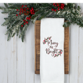 Merry and Bright Holly Design, Holiday Tea Towel, Christmas Kitchen Décor, Christmas Party Décor