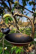 METAL TAP BIRD FEEDER WITH BIRD - BRONZE & BLACK