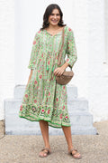 Milana Green Abstract Crinkle Cotton Dress,Lifestyle