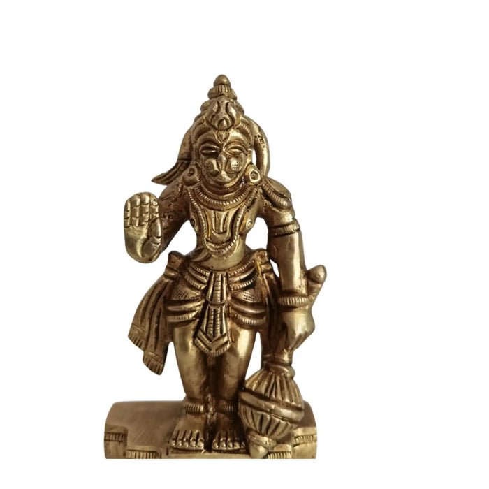 Miniature Brass Hanuman Idol  Symbol of Strength, Devotion, and Protection   Brass Ware