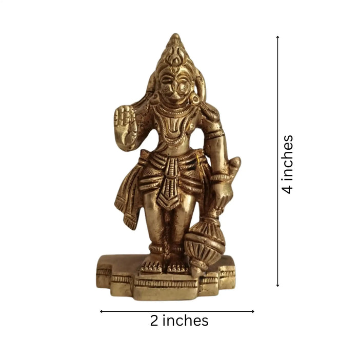 Miniature Brass Hanuman Idol  Symbol of Strength, Devotion, and Protection   Brass Ware