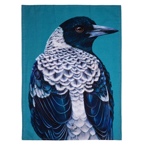 MODERN BIRDS ARTIST COTTON TEA TOWEL - MAGPIE
