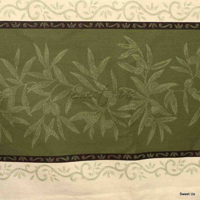 Wipeable Jacquard Tablecloth Rectangle Spill Resistant French Cotton, Green - Sweet Us