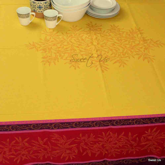 Olivine Easy Clean French Tablecloth Rectangle, Sunlit Rouge - Sweet Us