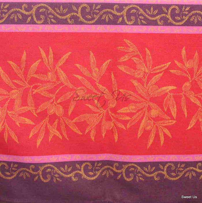 Olivine Easy Clean French Tablecloth Rectangle, Sunlit Rouge - Sweet Us