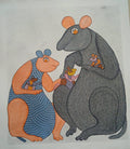 Mouse Family Bonding Scene - Gond Painting   Paintings
