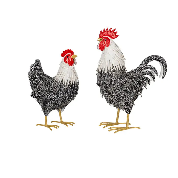MR & MRS SILVER LACED METAL CHICKEN PAIR