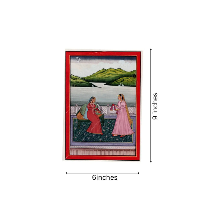 Mughal Miniature Painting - A Queen with Her Falcon and Attendant   Paintings